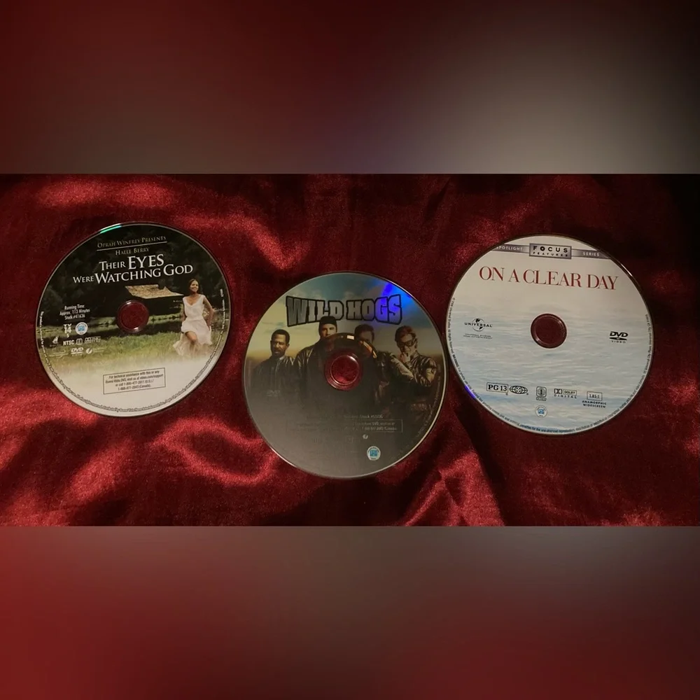 Lot of 3 DVDs: Wild Hogs, On A Clear Day, and Their Eyes Were Watching God